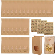 Confezioni in carta 50 pezzi - Borse di carta marrone - Carta kraft con finestra - Ambientalmente compatibile - Confezioni per alimenti - 17 x 9 x 6 cm - Sacchetti di confezione