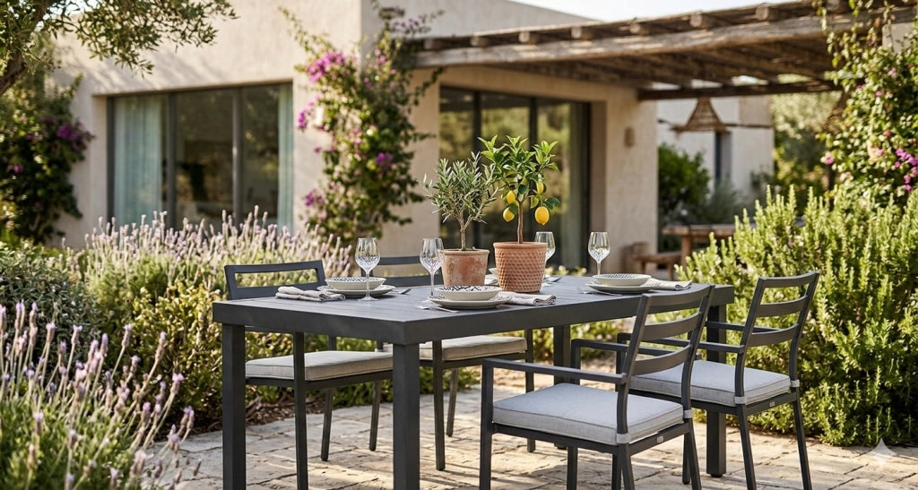 Tavolo Allungabile da Giardino 156/213x95x75 cm Pella in Ferro Antracite