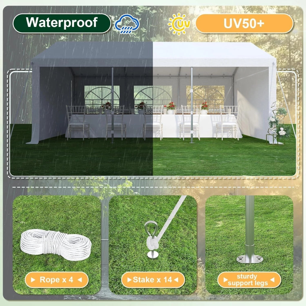 Tendone per Feste 4x6,Gazebo Esterno Resistente UV 50+,Gazebo da Giardino,Tendone da Esterno per Matrimoni, Feste, Raduni, Riunioni in Giardino,Bianco