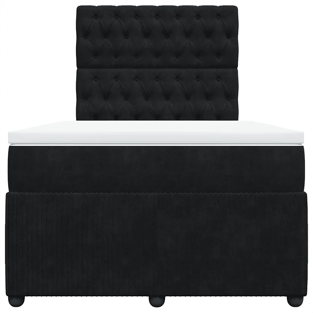 Giroletto a Molle con Materasso Nero 120x190 cm in Velluto