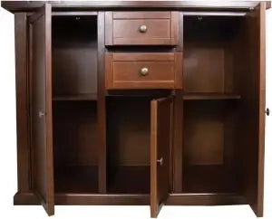 Credenza madia buffet in legno noce scuro arte povera mod modena 3 porte 2 cassetti