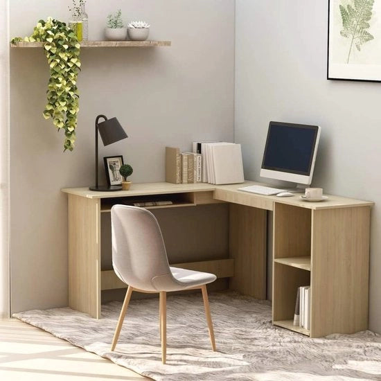 Scrivania angolare a L con supporto tastiera e pannelli aperti - 120 x 140 x 75 cm