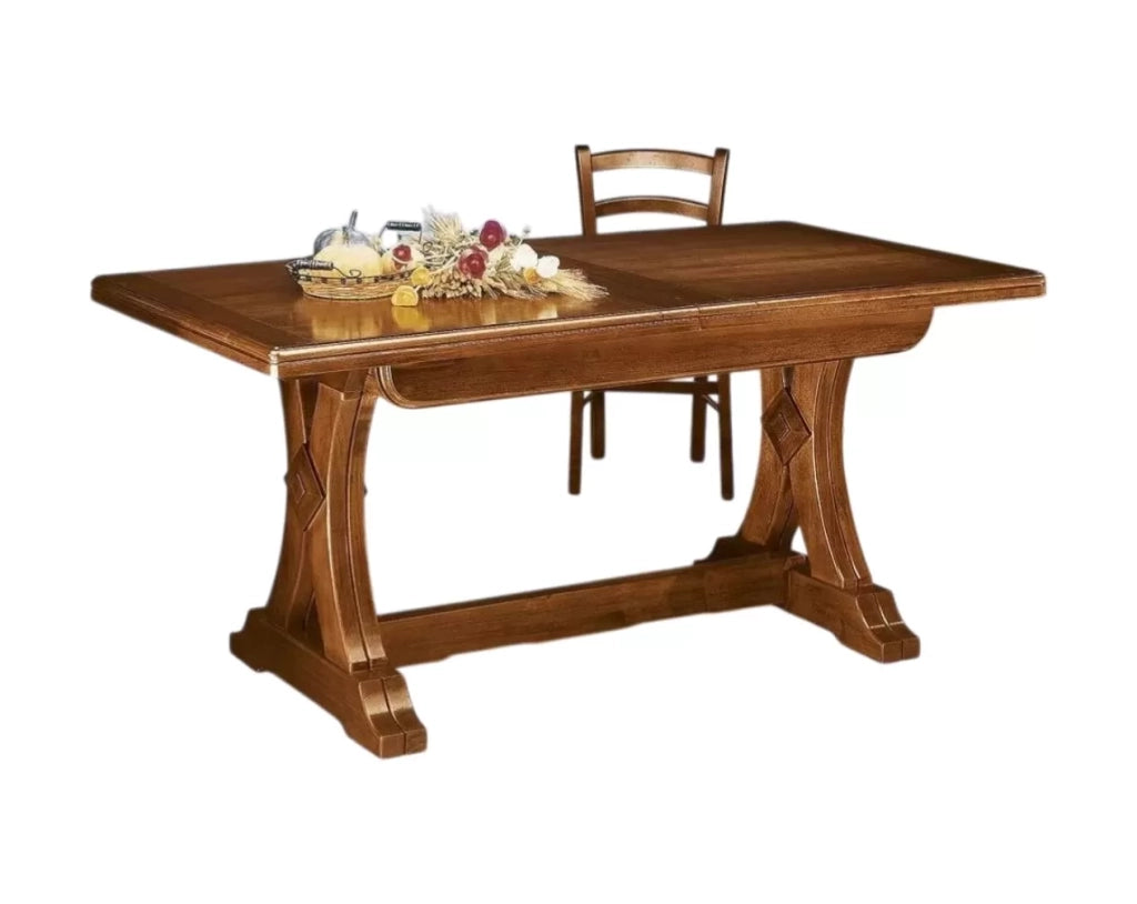 Tavolo arte povera allungabile  riquadrato in legno l.180 p.85 h.78 - Mobili 2G