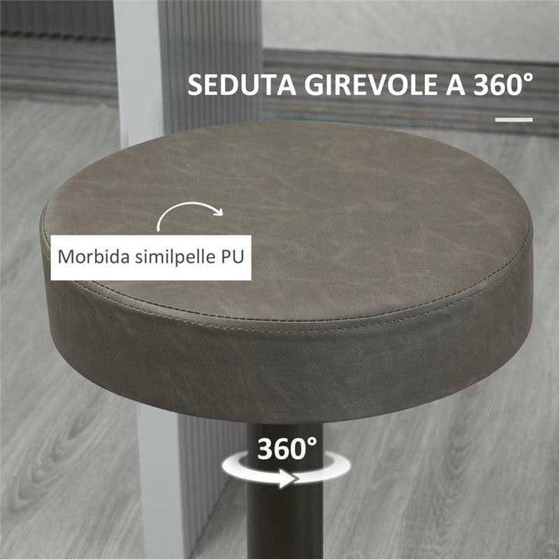 SET 2 SGABELLI GIREVOLI CON  ALTEZZA REGOLABILE 35X36X64-85CM GRIGIO