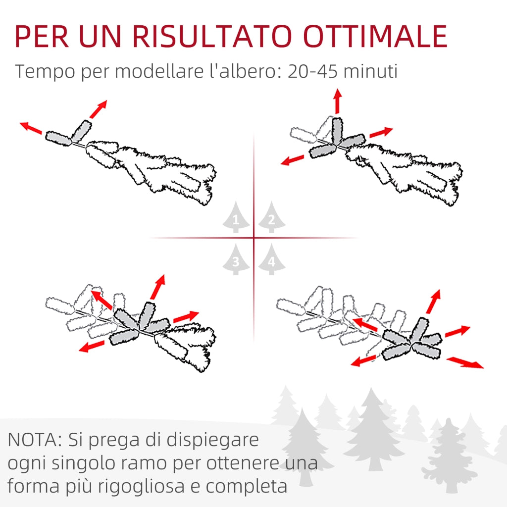 Albero di Natale Artificiale 180cm con 786 Rami, 2 Sezioni e Base in Metallo, Verde