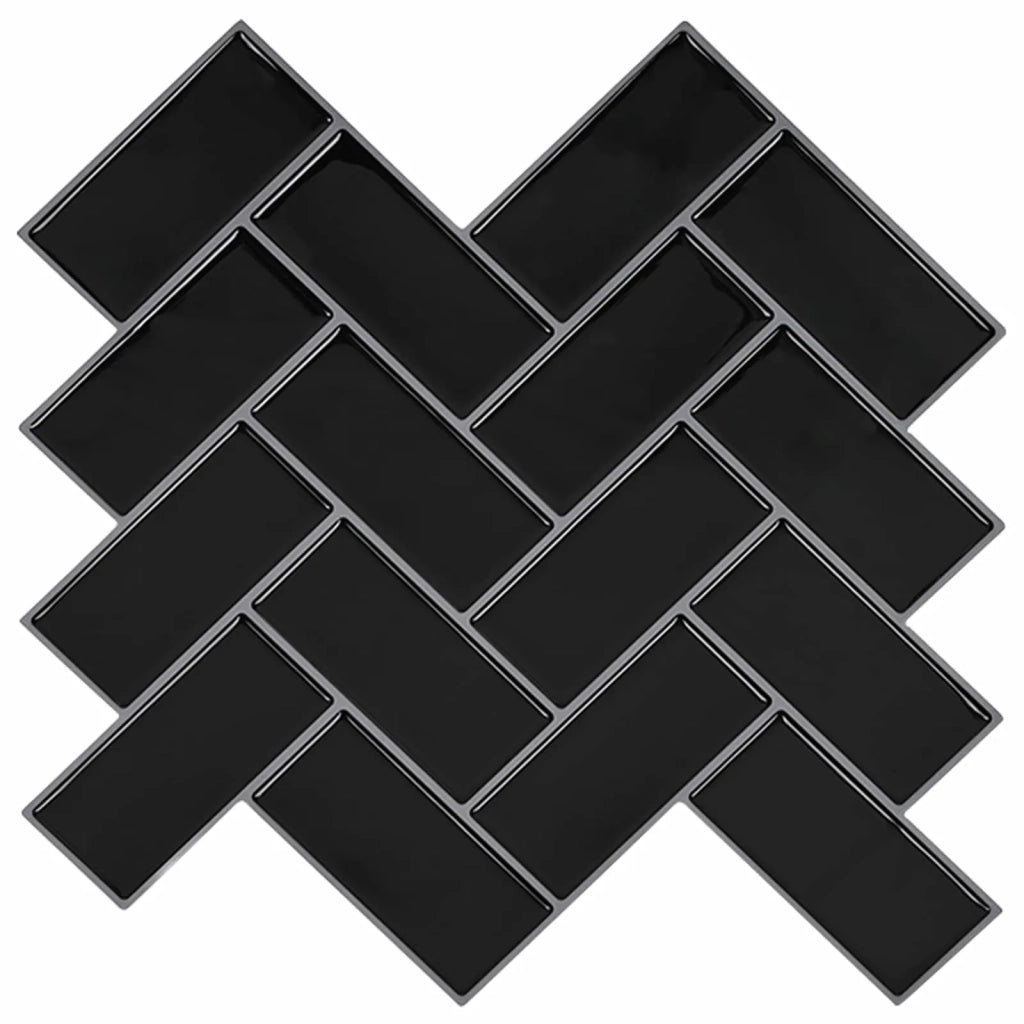 Piastrella a Spina di Pesce 10 pz Nero 30 x 30 cm CFW2053719