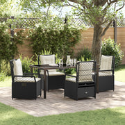Set da Pranzo da Giardino da 5 Pezzi vitaXL Nero Rattan Sintetico