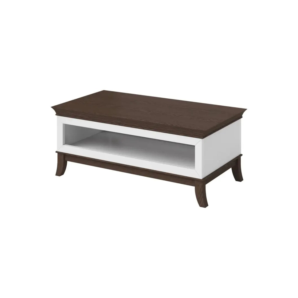 Tavolino basso elegante rettangolare collezione PALACE Colori bianco e rovere scuro