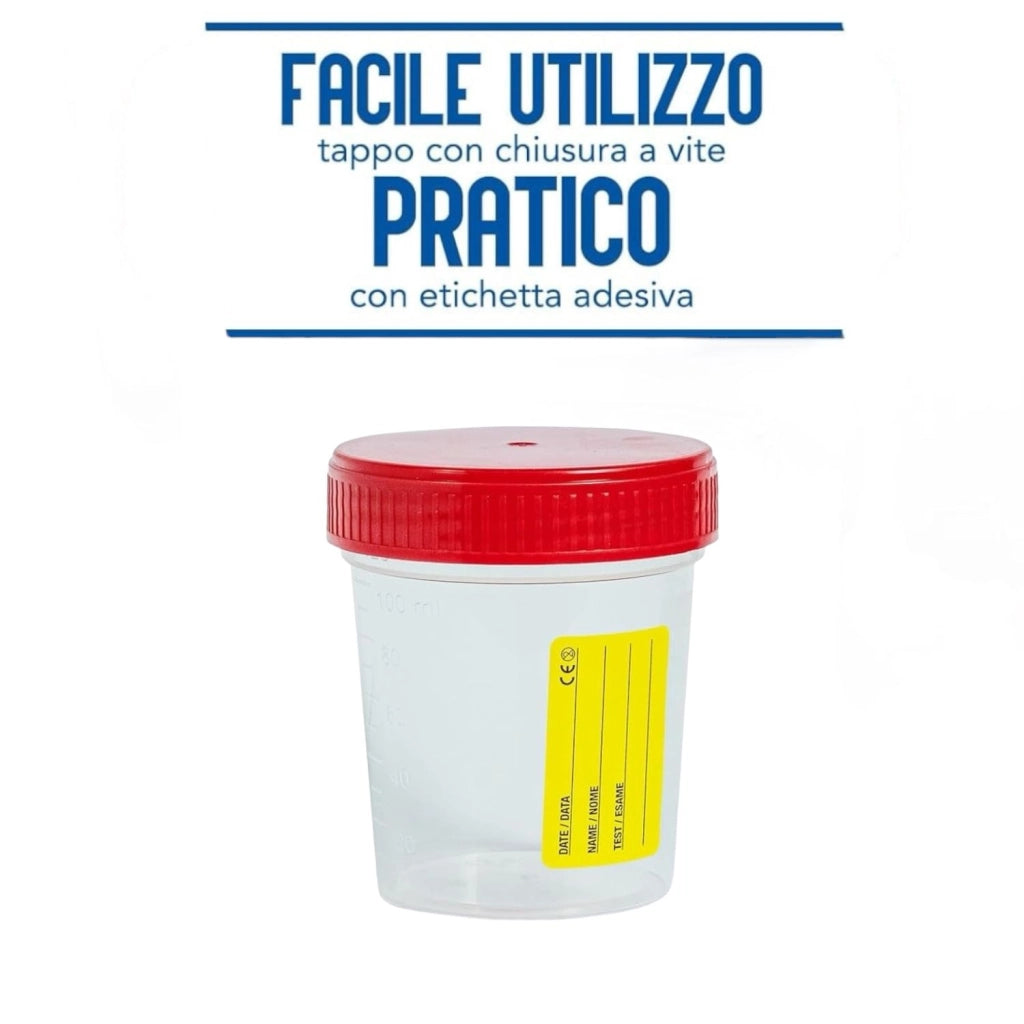 4 Pz CONTENITORI URINE 120 ml STERILE CON TAPPO ERMETICO A VITE