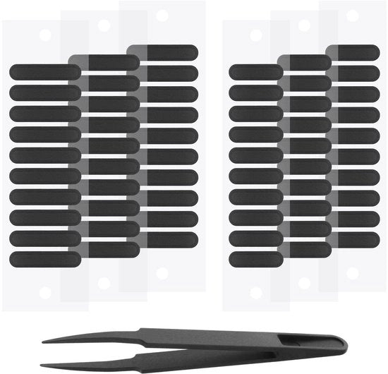 Pannellini Stoffa-Resistenti per Telefoni Cellulari - 60 Pezzi - Nero - Compatibili con Android - Incluso Pincetta - Protezione contro la Polvere