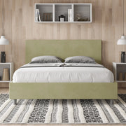 Letto imbottito Letto Matrimoniale alla Francese 150x200 cm Adele - Con rete,Microfibra,Tè verde