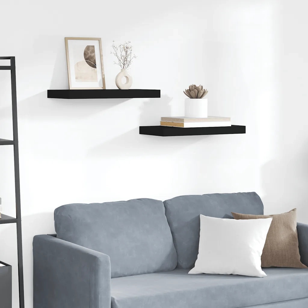 Scaffali a Parete 2 pz Neri 50x23x3,8 cm in MDFcod mxl 127320