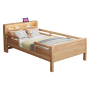 Letto per Bambini 90x200 cm; USB; porta Type-C e LED; Testiera con Mensola; in Legno