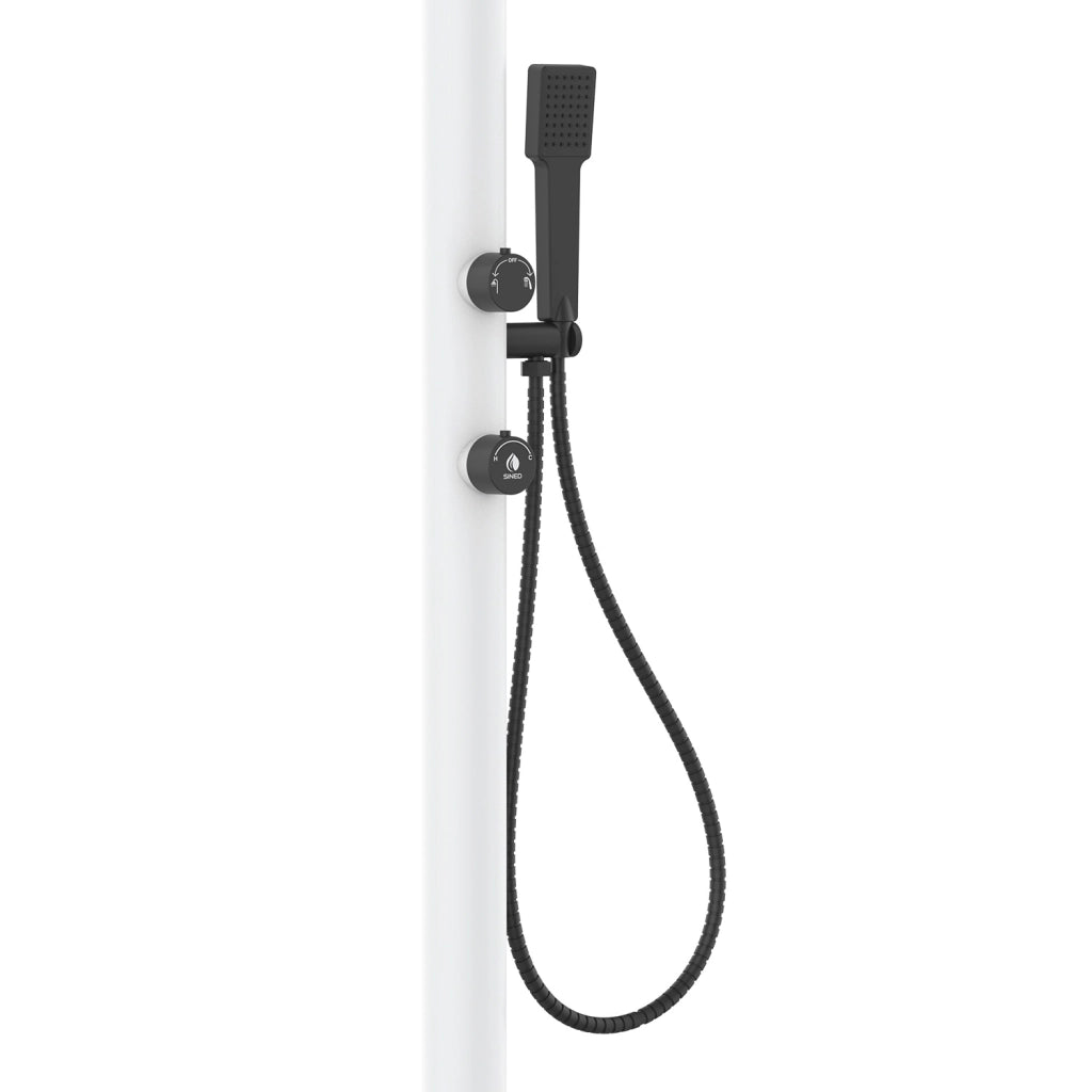 SINED Doccia In Alluminio Bianco Con Soffione Sensor E Doccino Mobile Doppio Attacco Acqua Posizionabile In Esterno Ed Interno LUNA ALU D BIANCA SENSOR