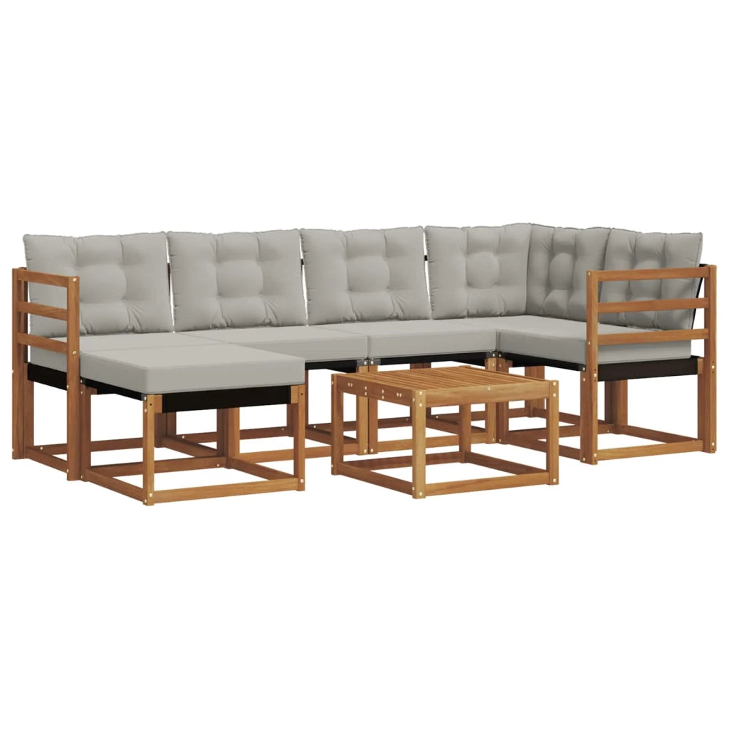 Set di divani da esterno 7 pcs Grigio Naturale e Chiaro 3368846