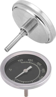Termometro in acciaio inossidabile per griglia da 50 a 400°C, IP55, per uso in cucina.