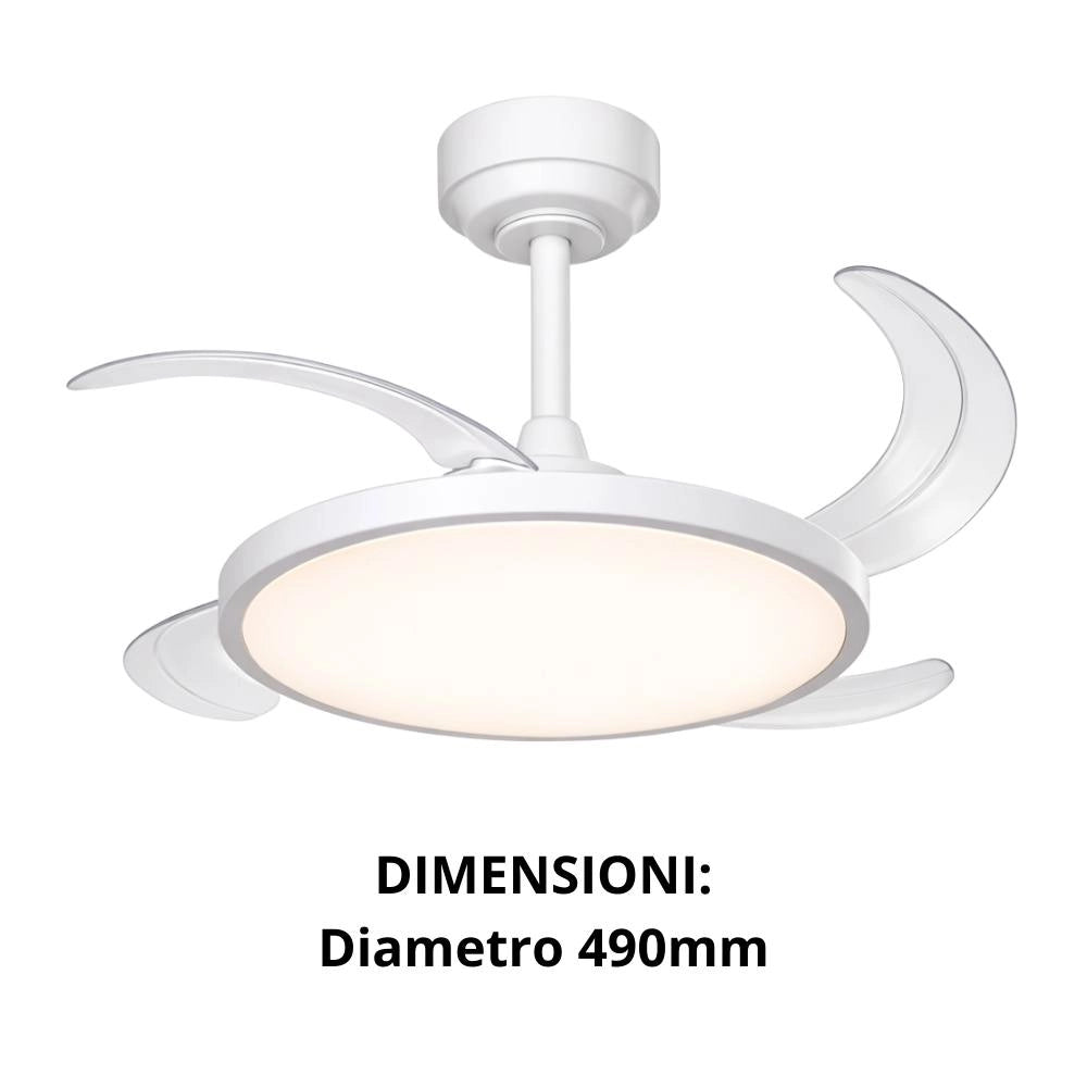 Ventilatore a plafoniera led 40w con pale a scomparsa e telecomando