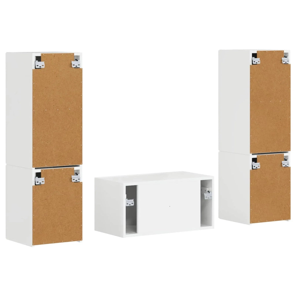 Set mobile TV 5 pcs Bianco Lucido Legno multistrato