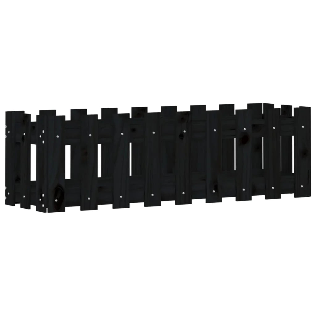 Fioriera rialzata per piante fiori patio giardino design del giardino con recinzione 100 x 30 x 30 cm pino nero massiccio 02_0039787