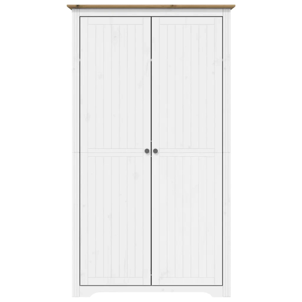 Armadio BODO 99x53,5x173 cm Legno Massello Pino Bianco Marrone 355060