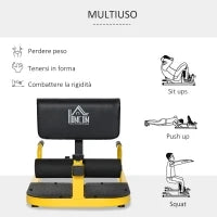 Macchina per Squat 3 in 1 Regolabile con Piedini Antiscivolo, 50x97x44.5-56.5cm, Giallo