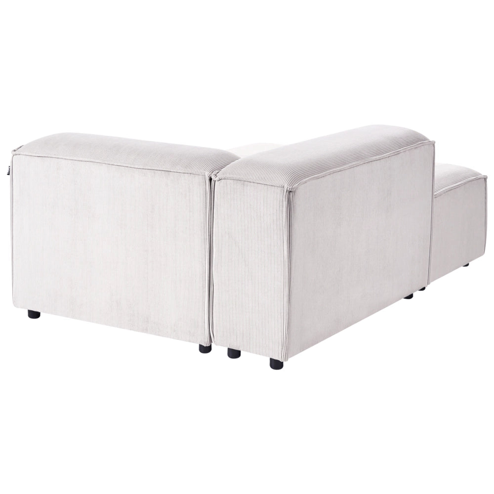 Divano angolare modulare velluto a coste bianco sporco 3 posti lato destro con pouf Soggiorno moderno
