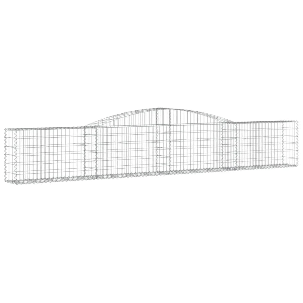 Cestini gabbioni recinzione a gabbia muro di contenimento ad arco 6 pezzi 400 x 30 x 60/80 cm ferro zincato argento 02_0041043