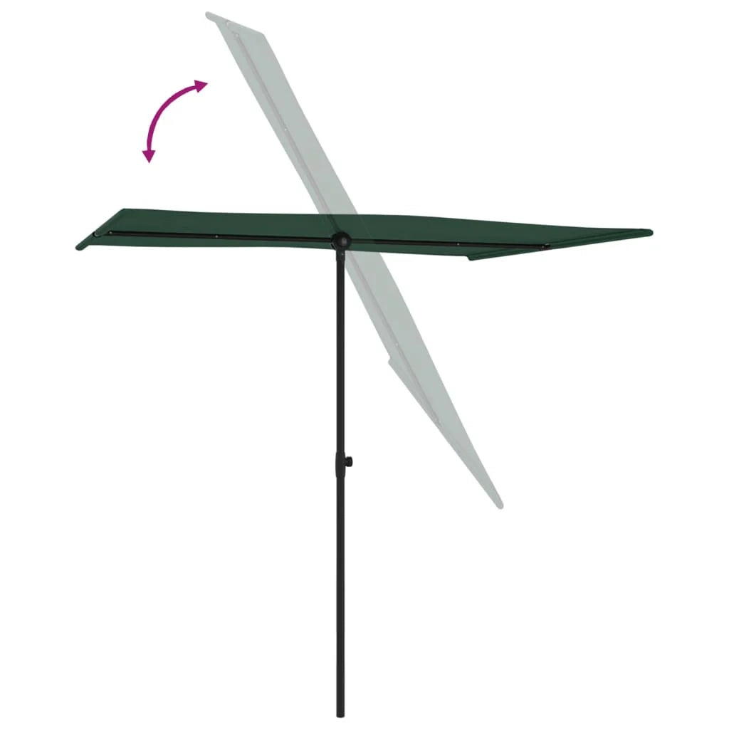 Ombrellone da esterno con palo in alluminio 2 x 1,5 m verde 02_0008231