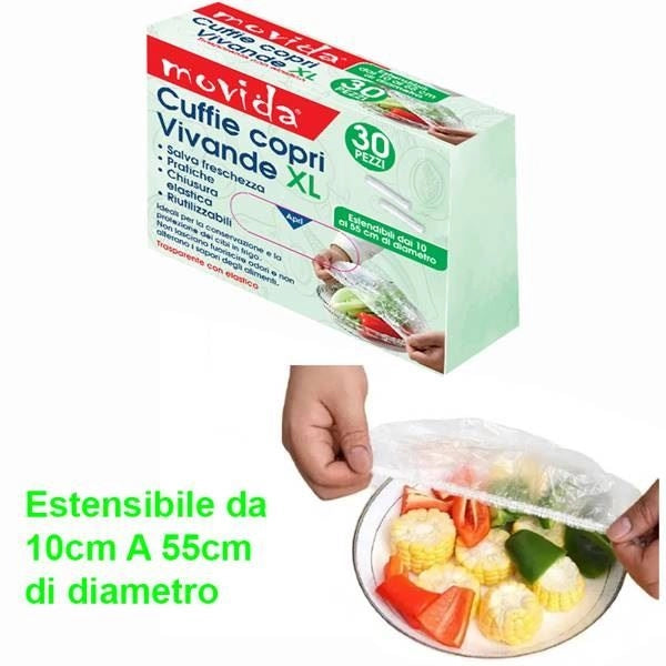 Set 30 Pezzi Cuffia Coprivivande Copricibo Misura XL 55 cm