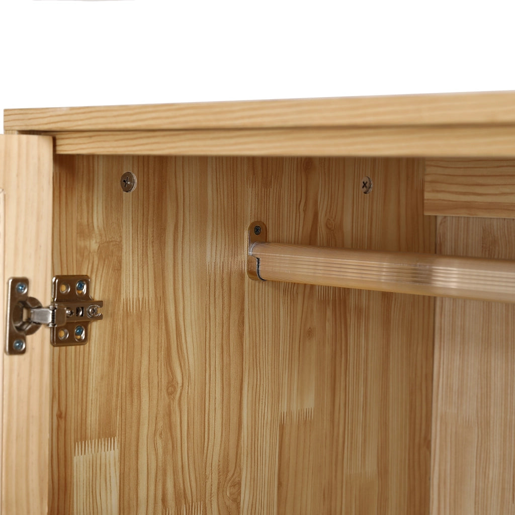 Armadio a 2 ante con barra appendiabiti e vano inferiore ribaltabile per camera da letto e soggiorno naturale 90 × 45 × 183 cm