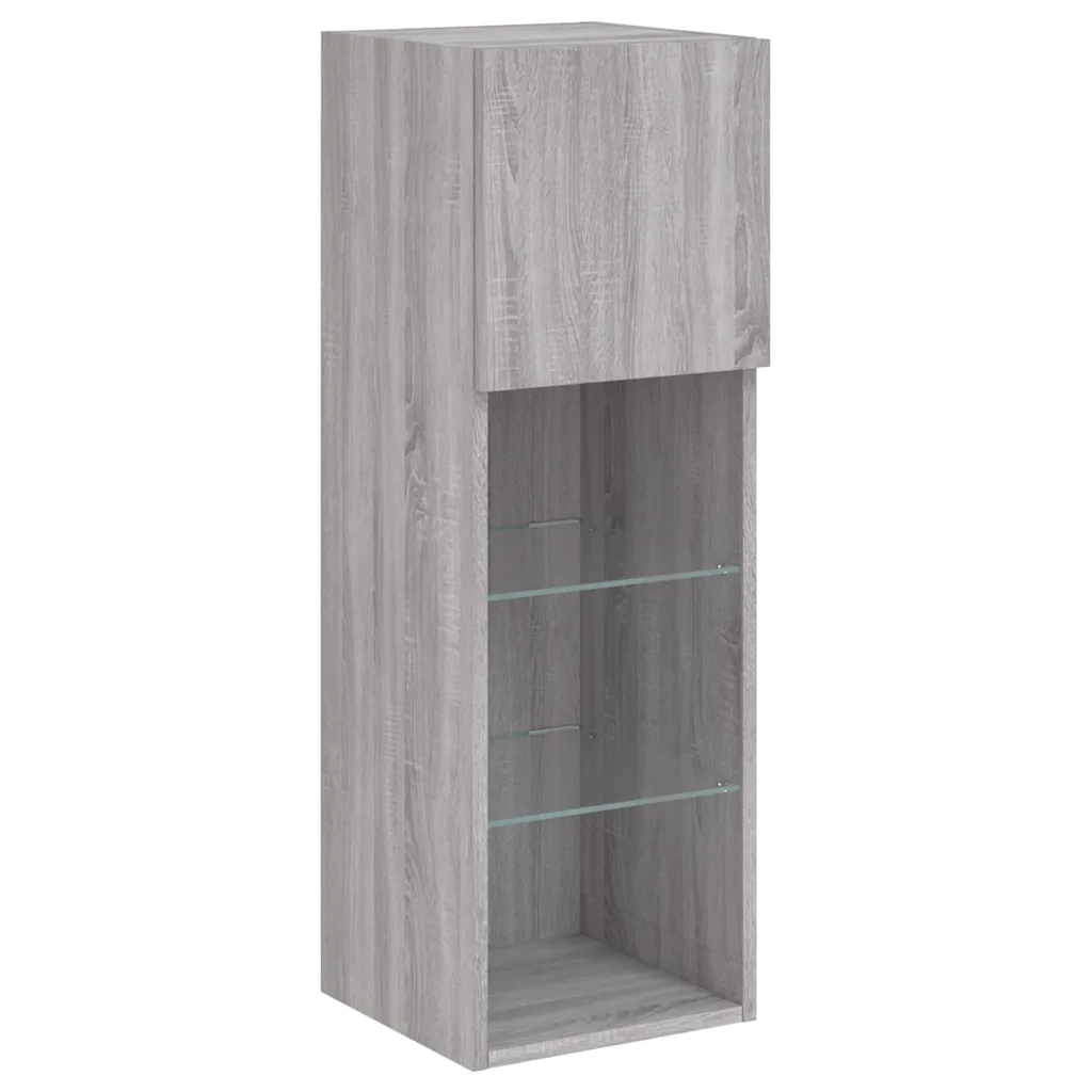 Mobili TV a Muro 4pz con Luci LED Grigio Sonoma 3216581