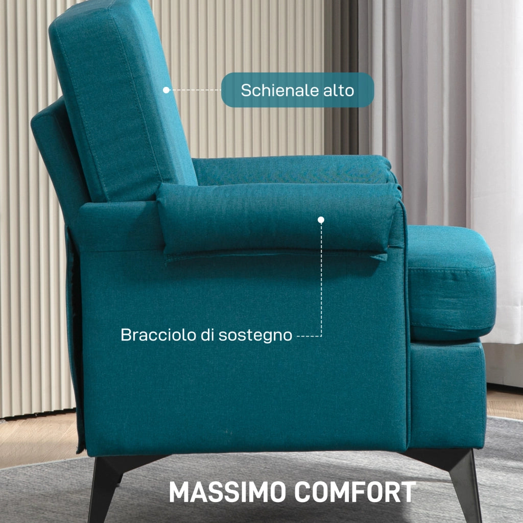 Poltrona Relax in Tessuto Verde con Braccioli ¨C Zephmum ¨C 70x73x83 cm