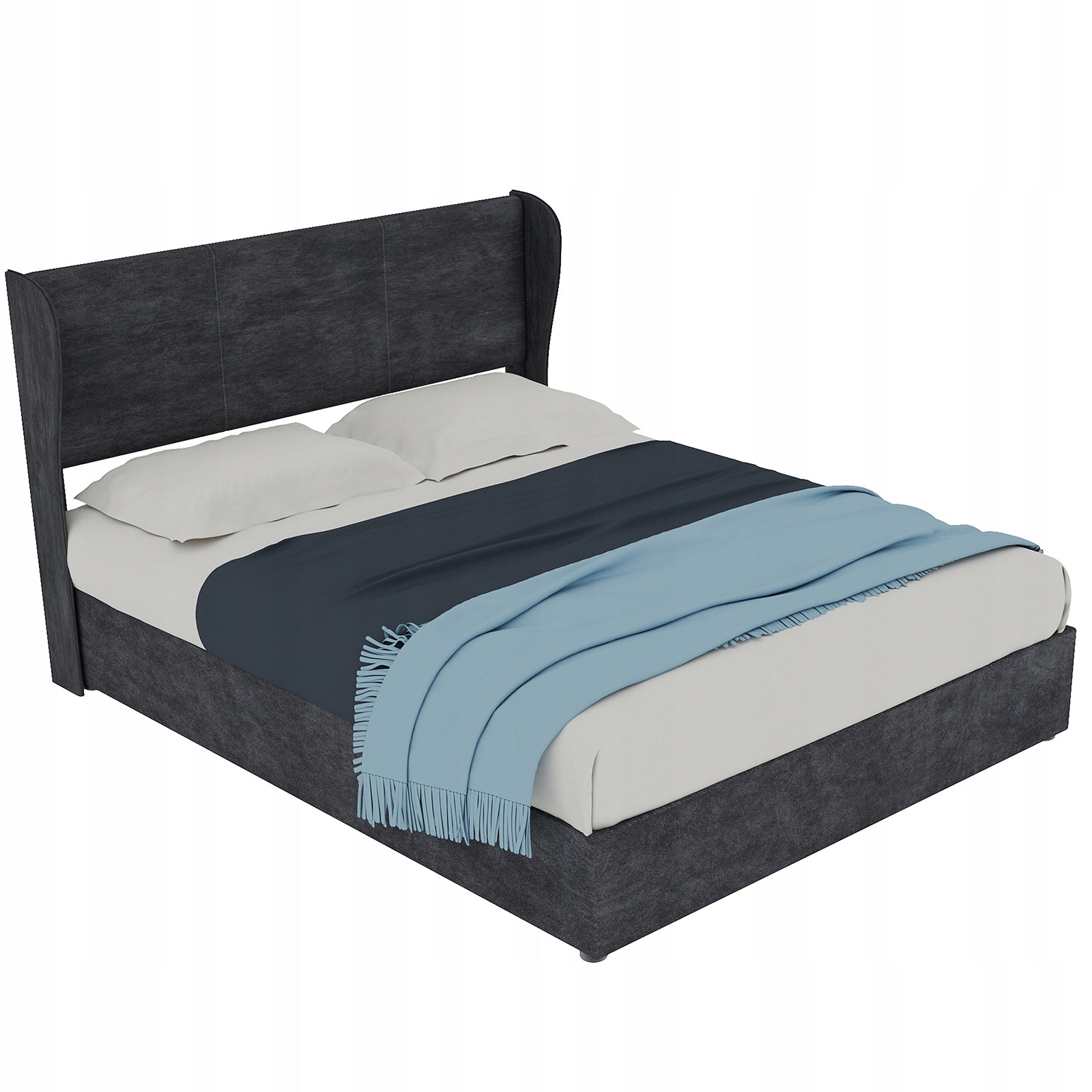 Letto imbottito 140x200 grigio - Xylo - con struttura sollevabile