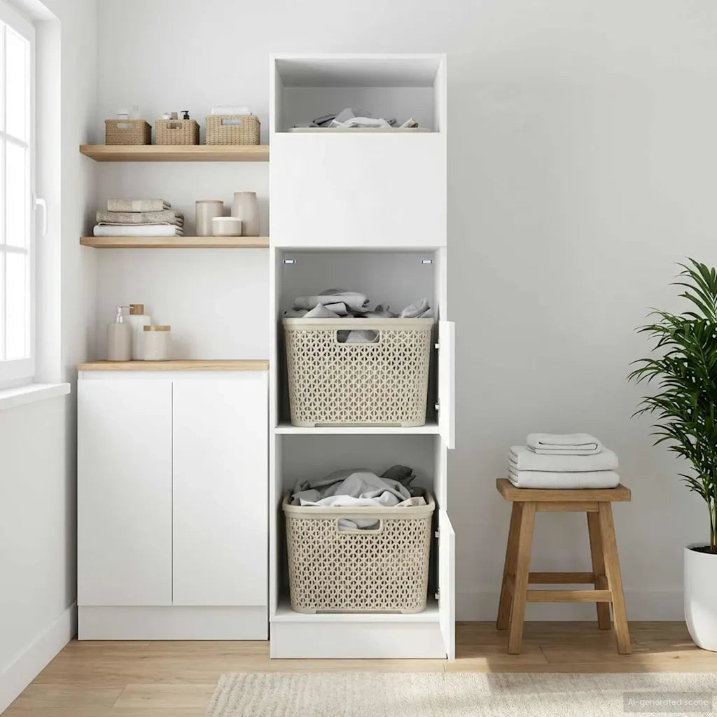 Mobile da lavanderia con porta Rovere Nero 50 x 68 x 162 cm