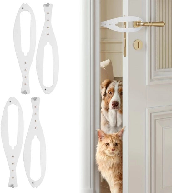 Blocco Porta per Animali - Porta Bloccante per Cani e Gatti - Protezione per Cani dalla Ciotola e dal Cibo - Sostegno Porta per Gatti 2,5-6 pollici di larghezza - Nessuna Misura da Verificare - Facile da Installare (Bianco)
