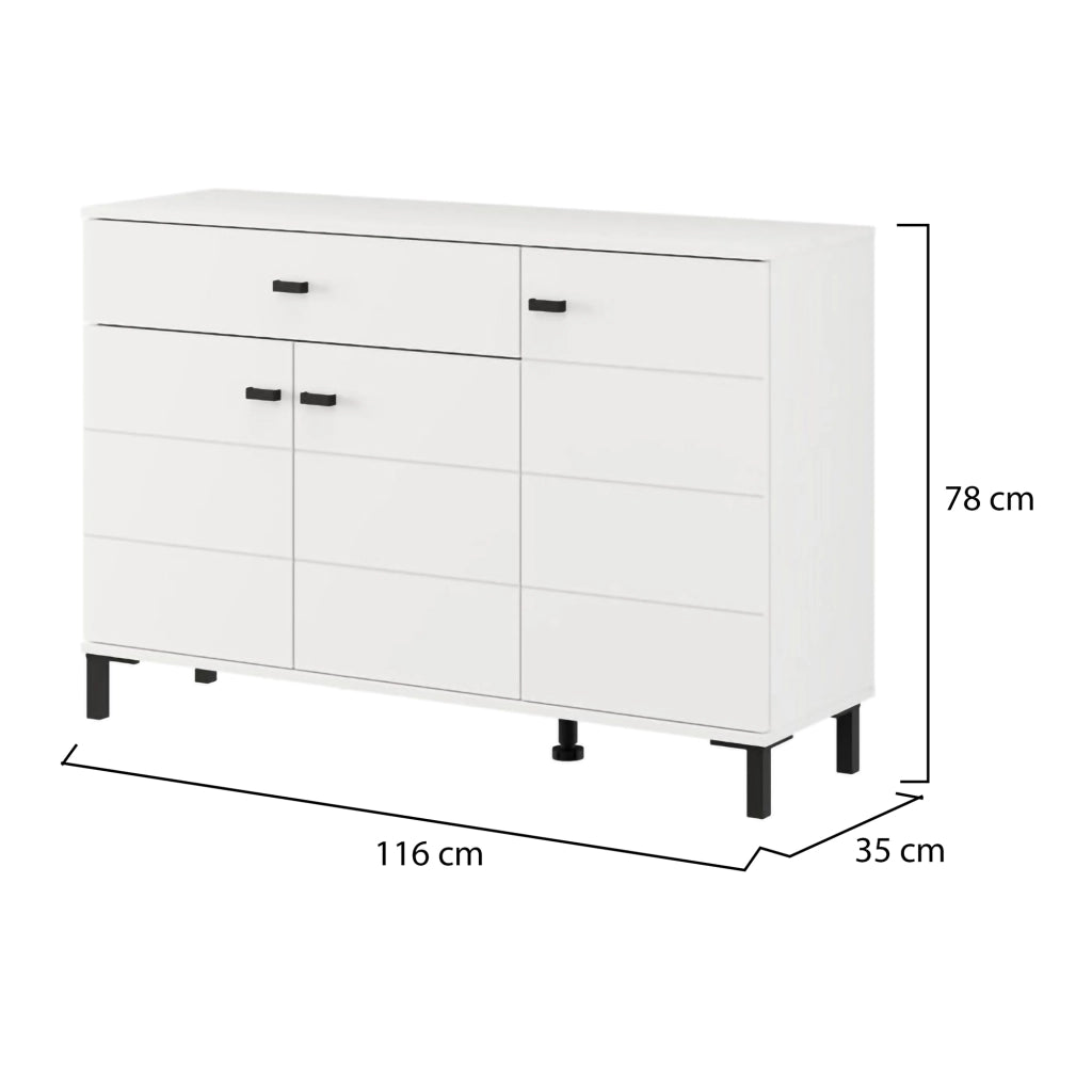 Madia Djanet, Credenza 2 Ripiani, 116x35x78h cm Bianco