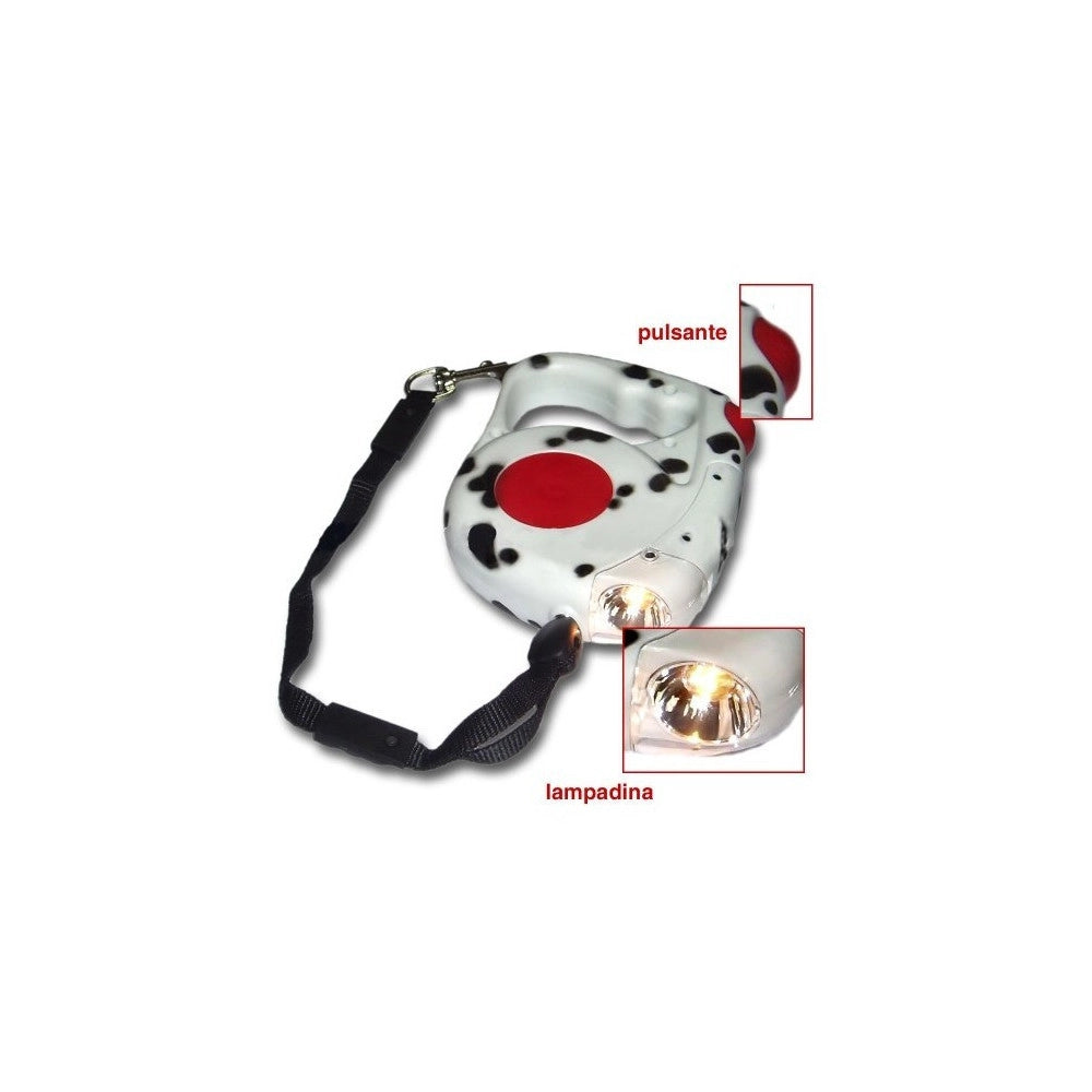 Trade Shop - Guinzaglio Estendibile Maculato 4,5 Mt Con Torcia Per Cani Di Tutte Le Taglie -