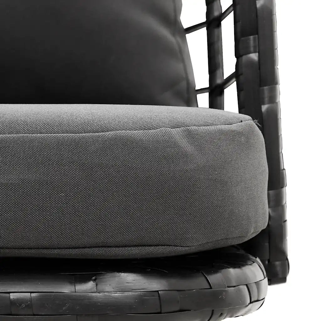 Poltrona da Giardino con Cuscini in Polyrattan Nero CFW7556401