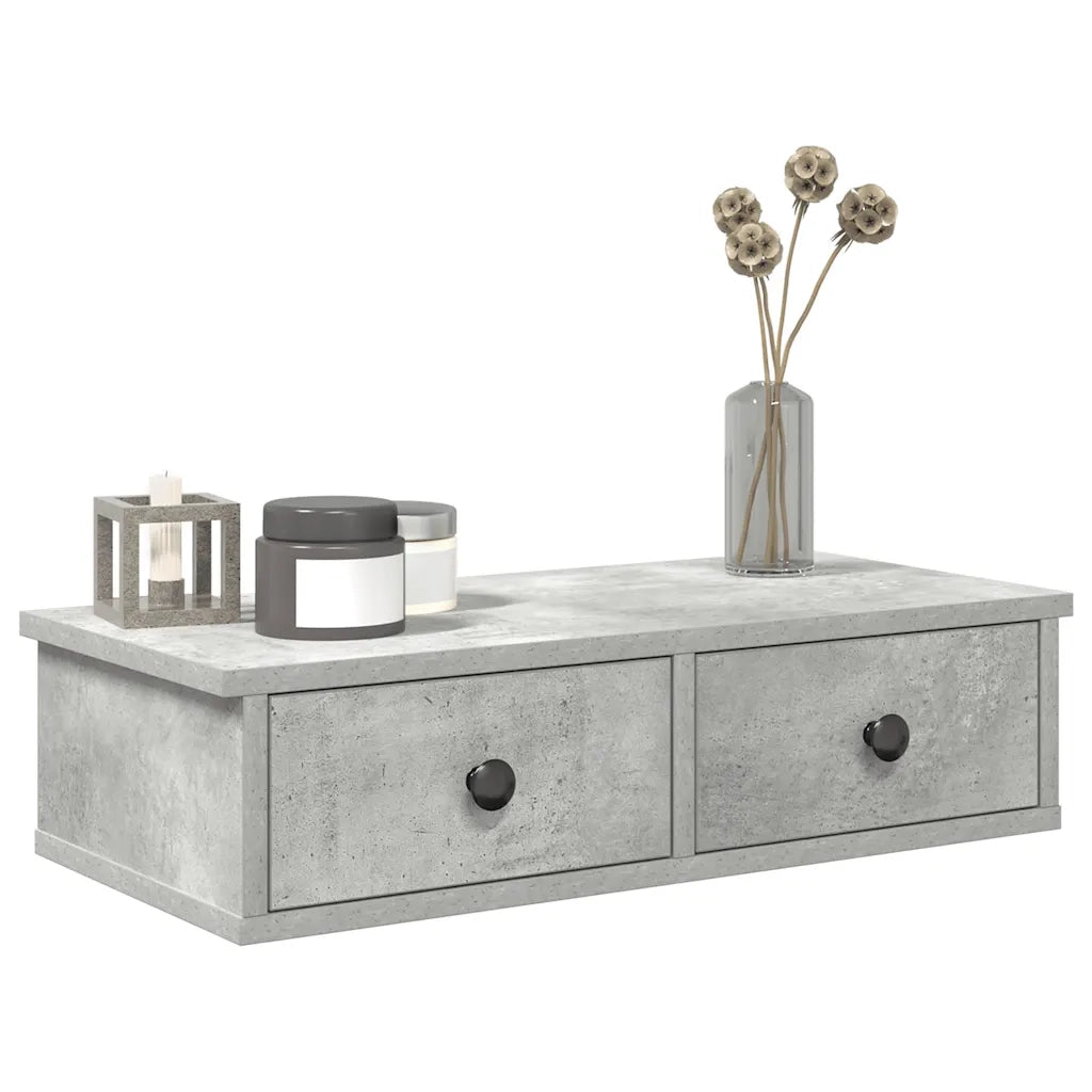 Scaffale a Parete con Cassetti Grigio 60x28x15 cm in Truciolato 859944