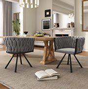 Set 2 sedie da pranzo girevoli 360° in velluto grigio