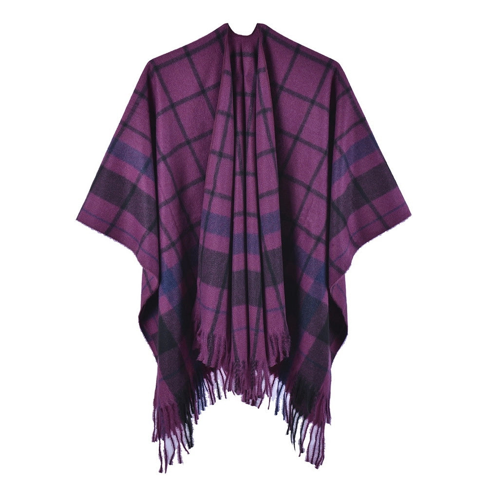 Nuova sciarpa/scialle a quadri, in cashmere double-face, con apertura a met¨¤.