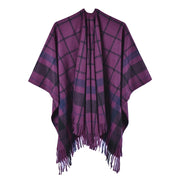 Nuova sciarpa/scialle a quadri, in cashmere double-face, con apertura a met¨¤.