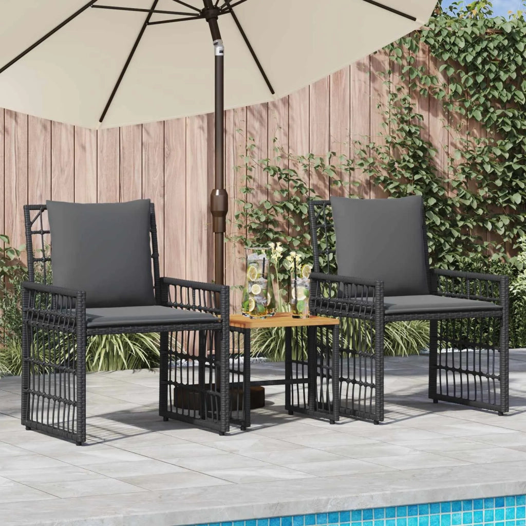 Set di Mobili da Esterno 3 pz | Set Salotto da Giardino Nero e Grigio scuro