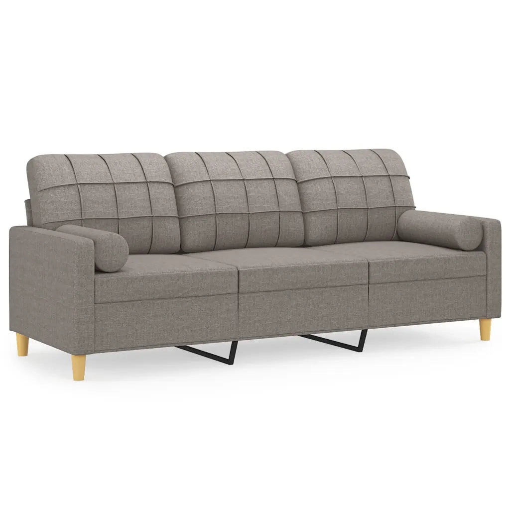 Divano a 3 Posti con Cuscini-Sofa 3 Posti con Cuscini Tortora 180 cm in Tessuto 424230