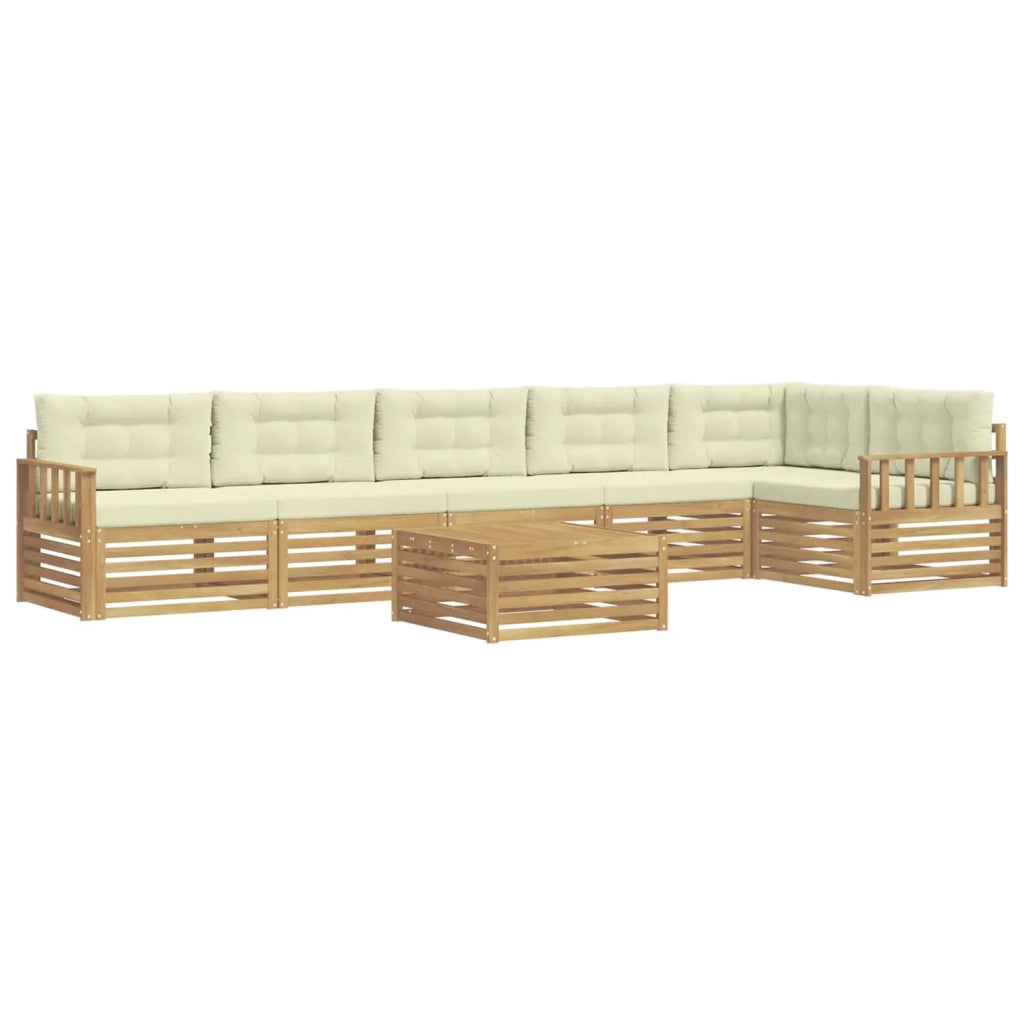 Set di divani da esterno con cuscino 7 pcs Bianco e Crema
