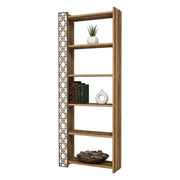 Libreria Vele, Scaffale da ufficio, Mobile portalibri, Biblioteca, 65x24h170 cm, Noce e Bianco