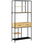 Libreria Scaffale 5 Livelli con 2 Cassetti in Metallo ¨C zephmum ¨C Rovere 80x30x170,5 cm