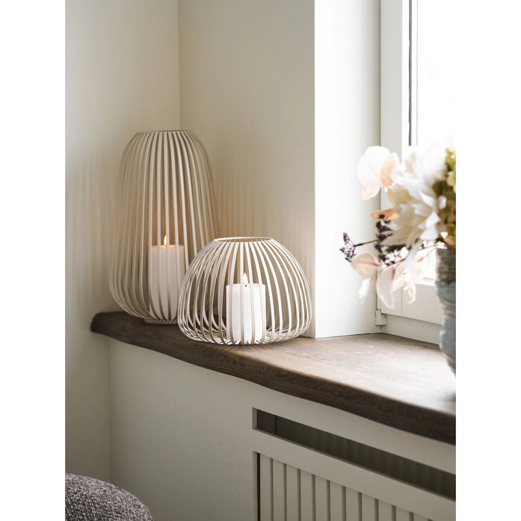 Lanterna Stoense in metallo beige a fasce ø25x20 cm