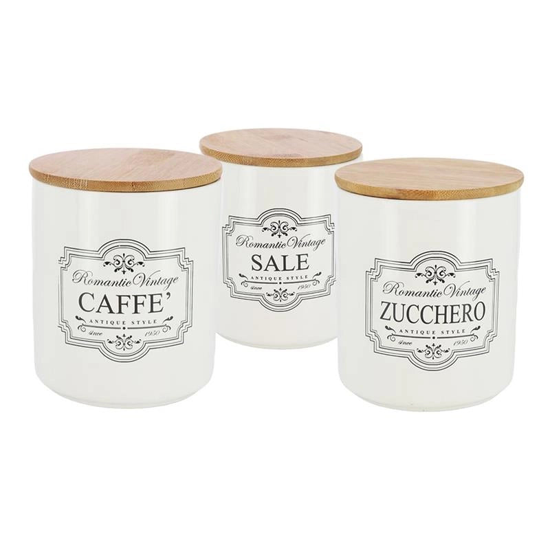 BARATTOLO IN CERAMICA CON TAPPO IN LEGNO 10XH12CM PER IL CAFFÈ