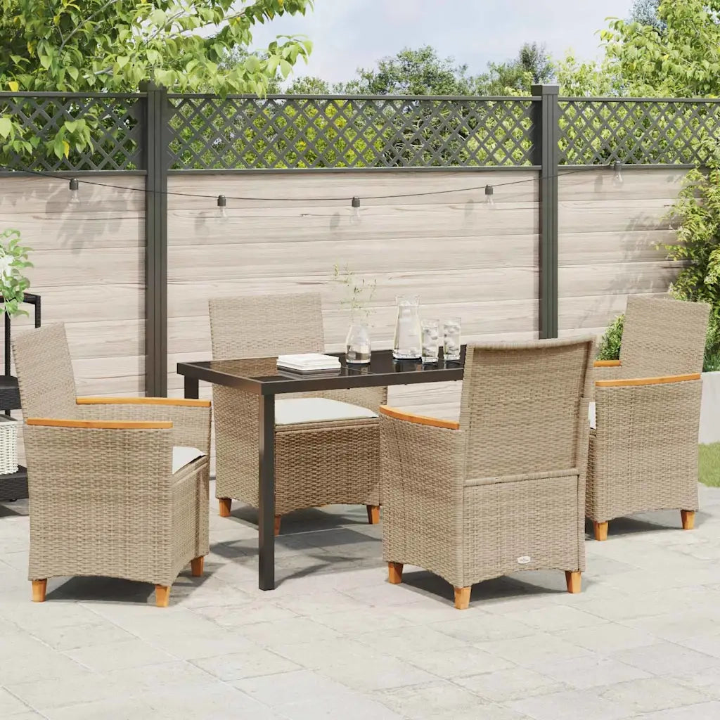 Set da Pranzo per Giardino 5 pz Beige polyrattan 3381102